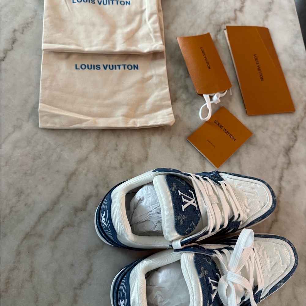 Louis Vuitton Navy and White Monogram Sneakers